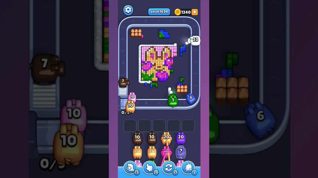 Pixel Flow Level 1694 grid layout and solution screenshot