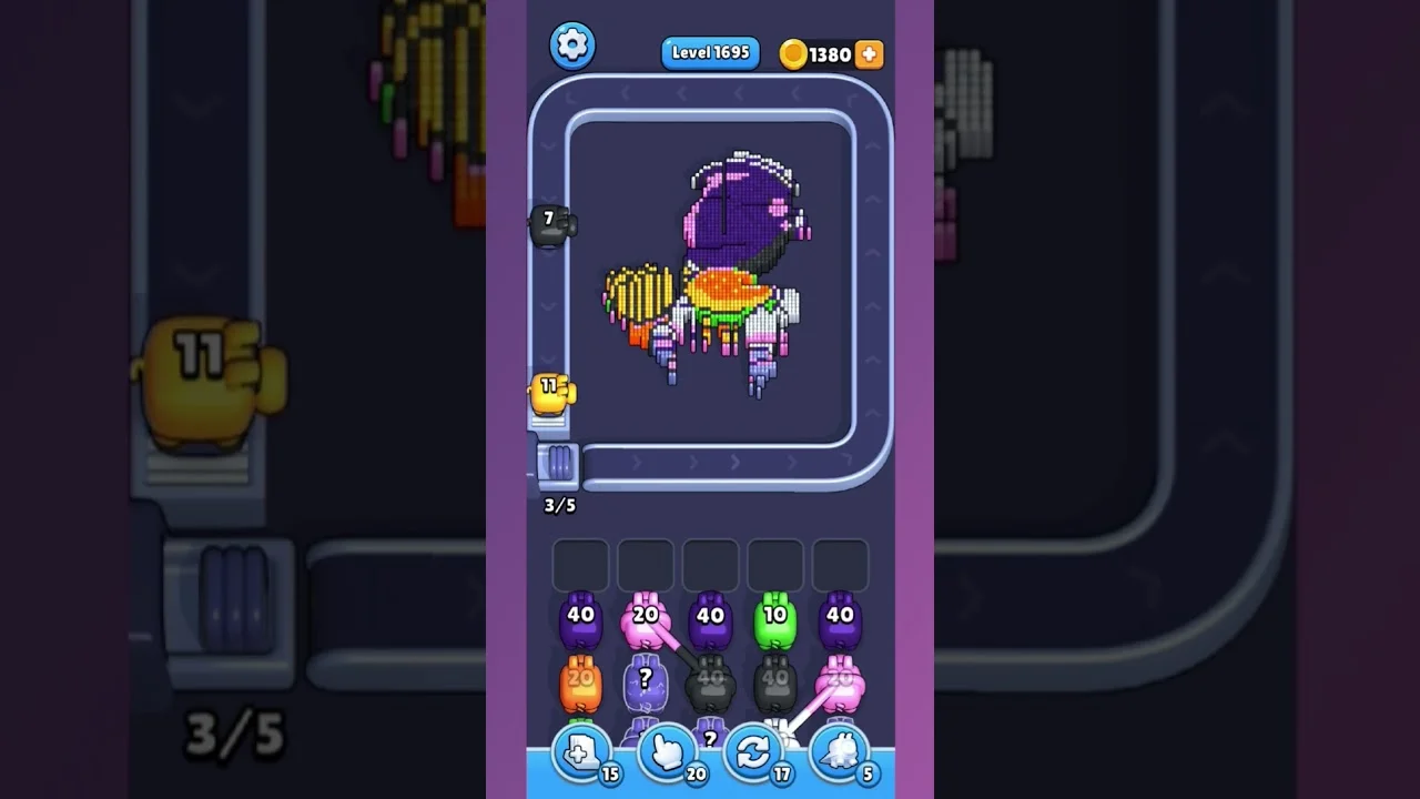 Pixel Flow Level 1695 grid layout and solution screenshot
