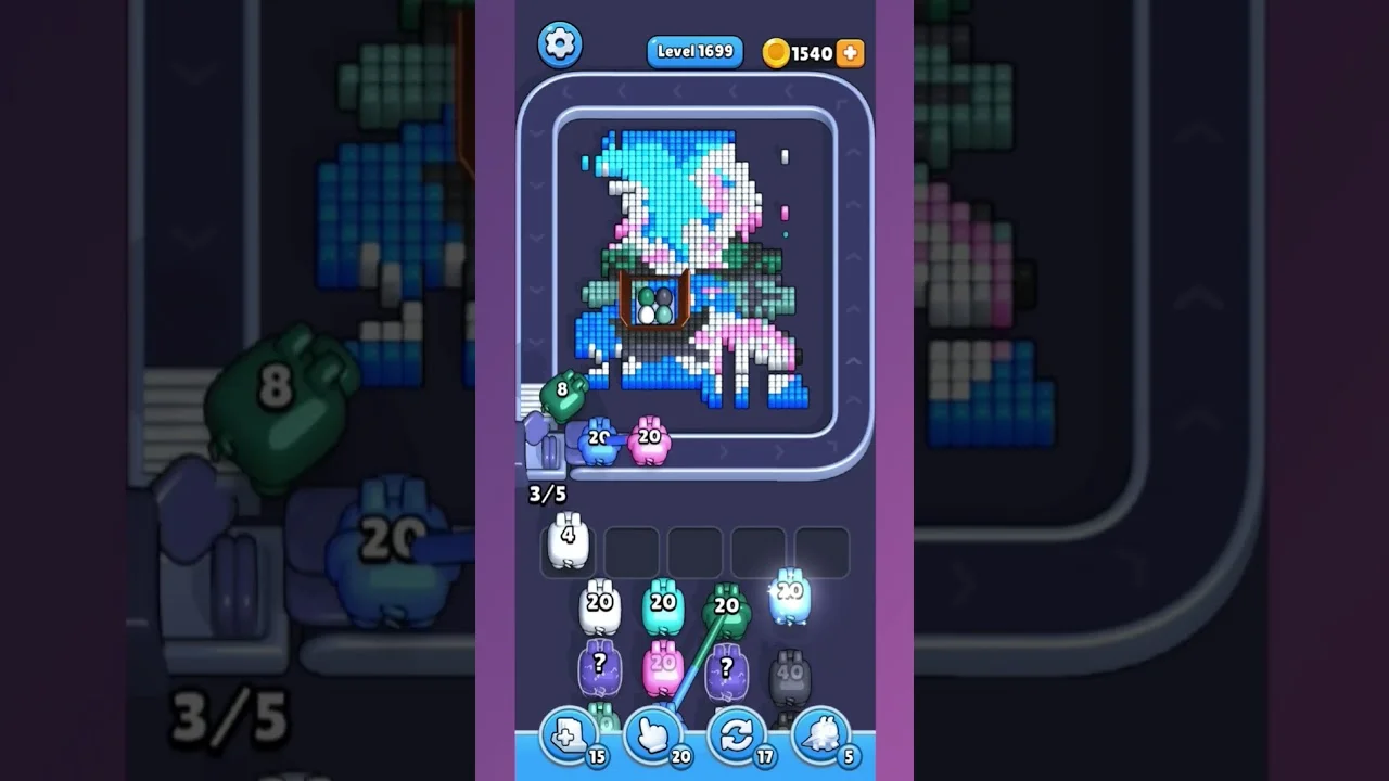 Pixel Flow Level 1699 grid layout and solution screenshot