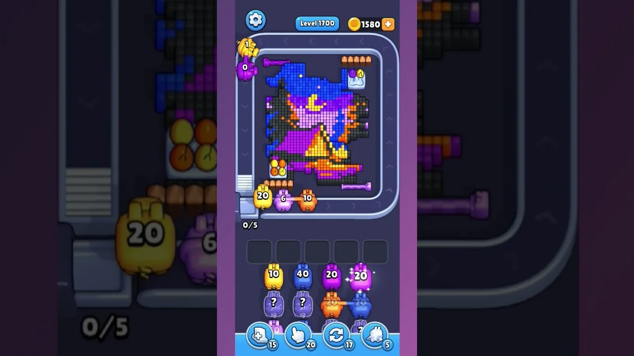 Pixel Flow Level 1700 grid layout and solution screenshot