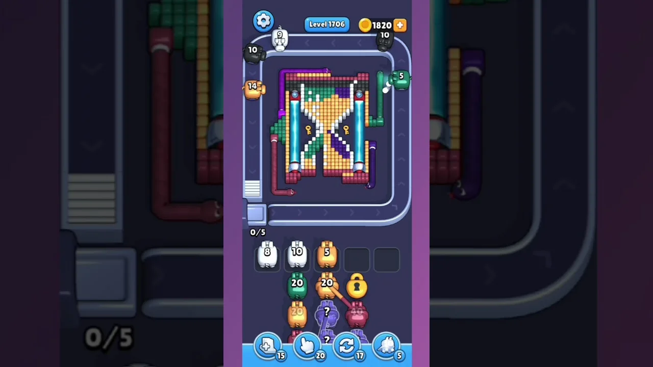 Pixel Flow Level 1706 grid layout and solution screenshot