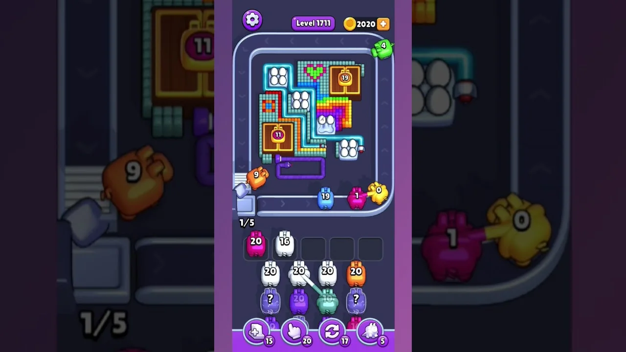 Pixel Flow Level 1711 grid layout and solution screenshot