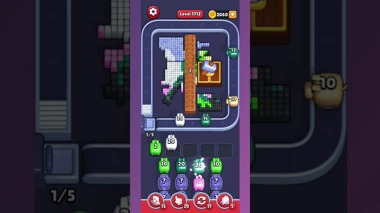 Pixel Flow Level 1712 grid layout and solution screenshot