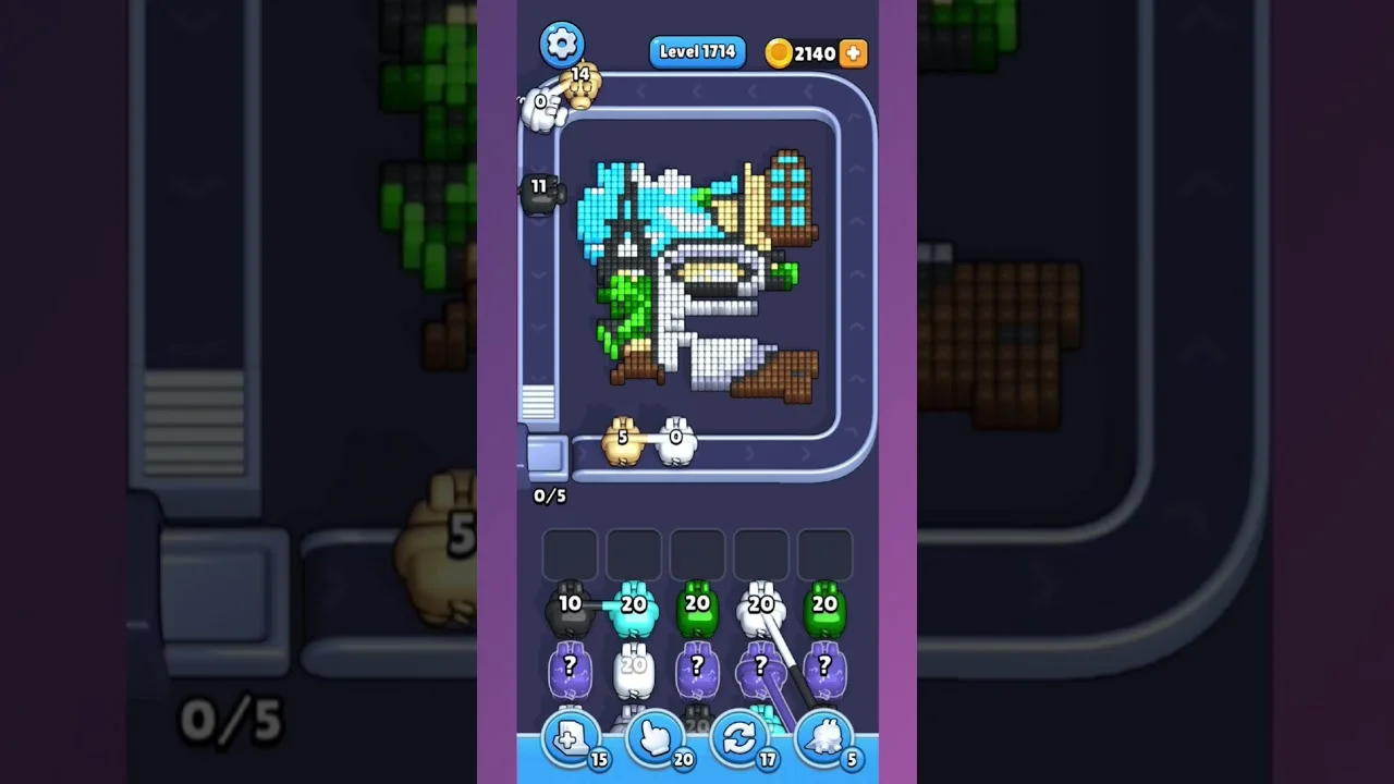 Pixel Flow Level 1714 grid layout and solution screenshot