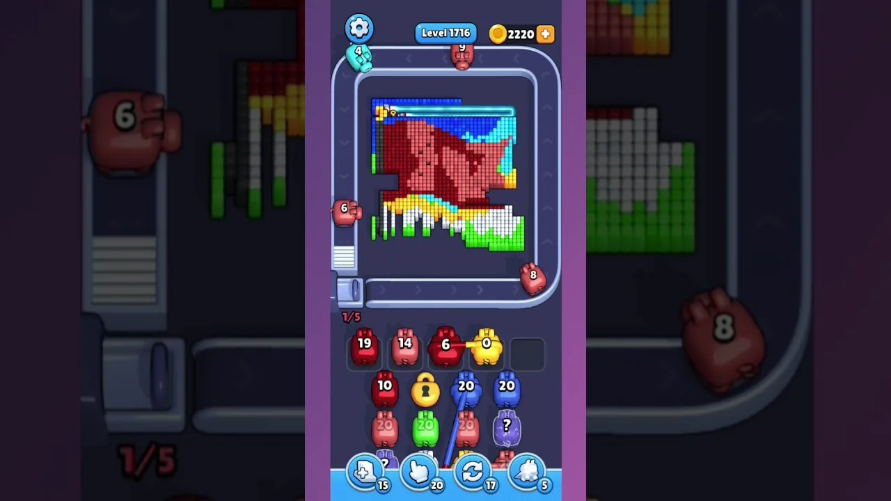 Pixel Flow Level 1716 grid layout and solution screenshot
