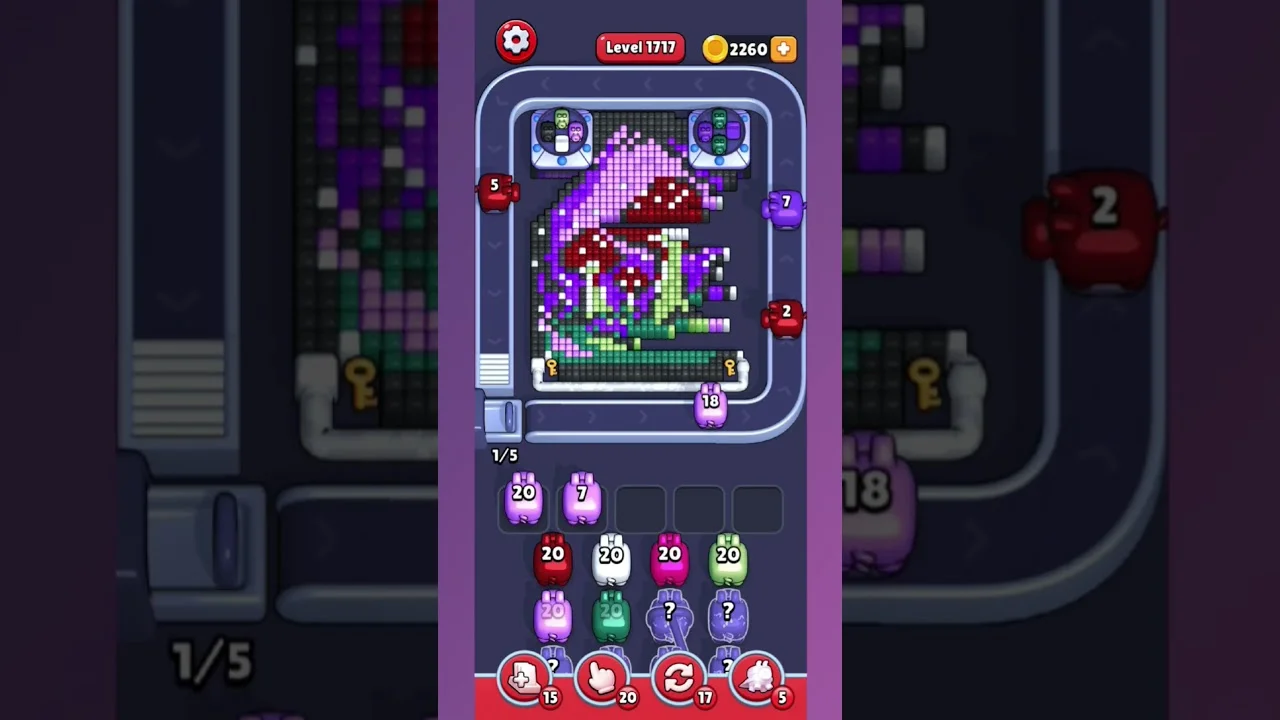 Pixel Flow Level 1717 grid layout and solution screenshot