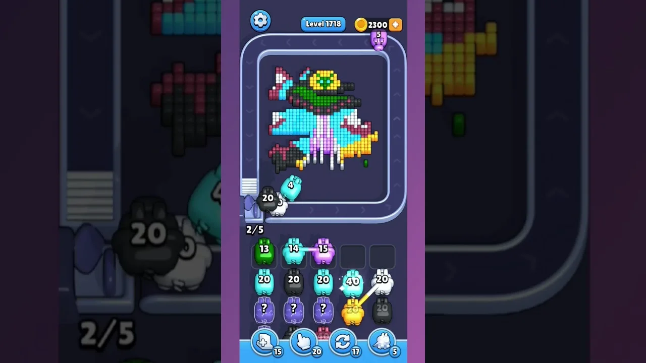 Pixel Flow Level 1718 grid layout and solution screenshot