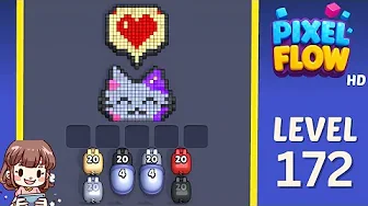 Pixel Flow Level 172 grid layout and solution screenshot