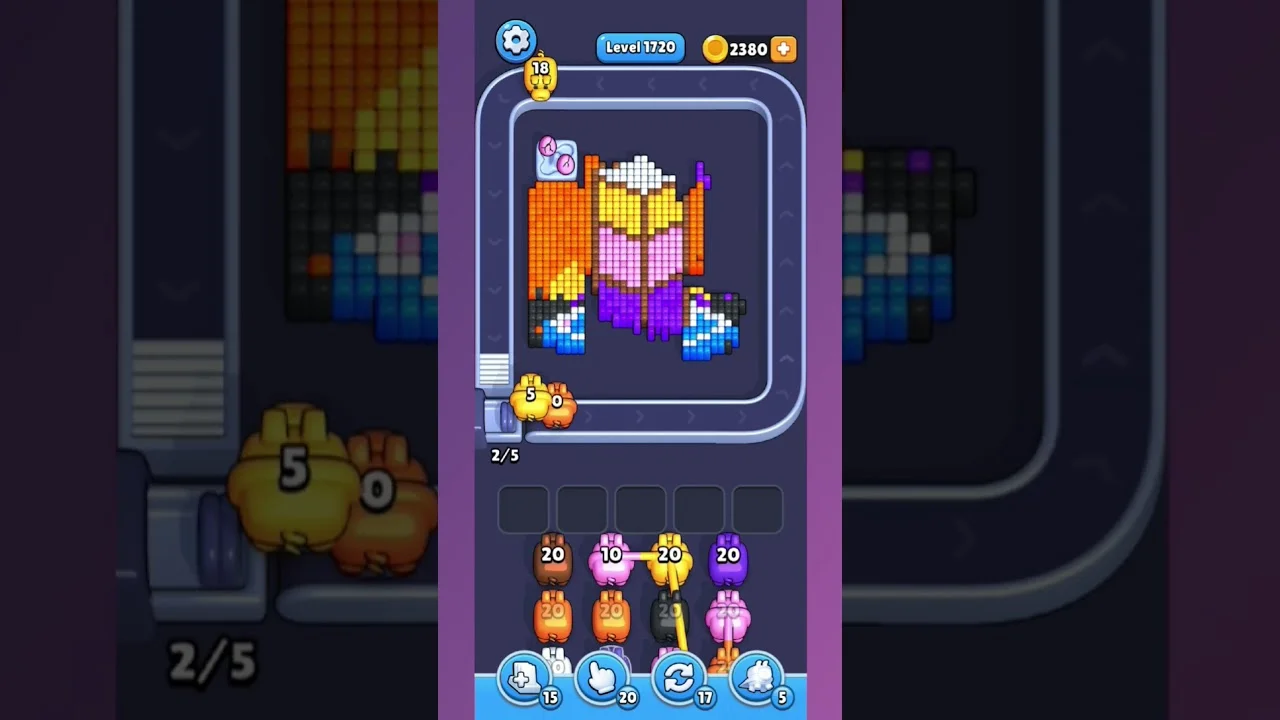Pixel Flow Level 1720 grid layout and solution screenshot