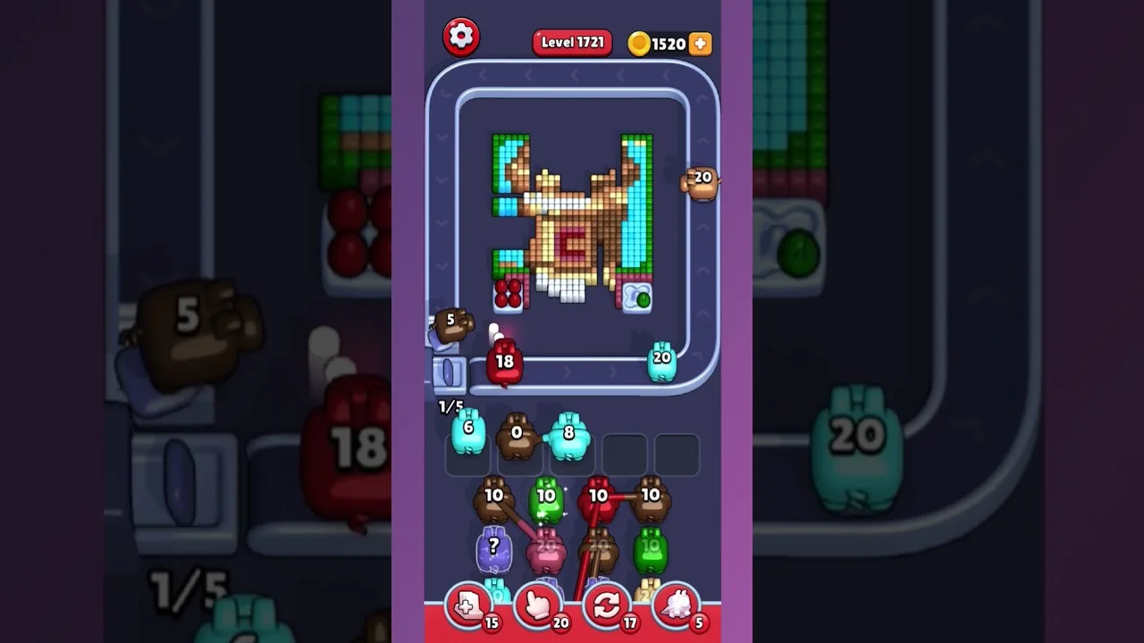 Pixel Flow Level 1721 grid layout and solution screenshot