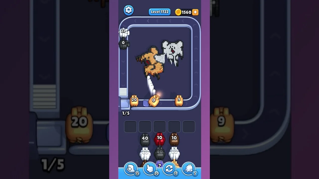 Pixel Flow Level 1722 grid layout and solution screenshot