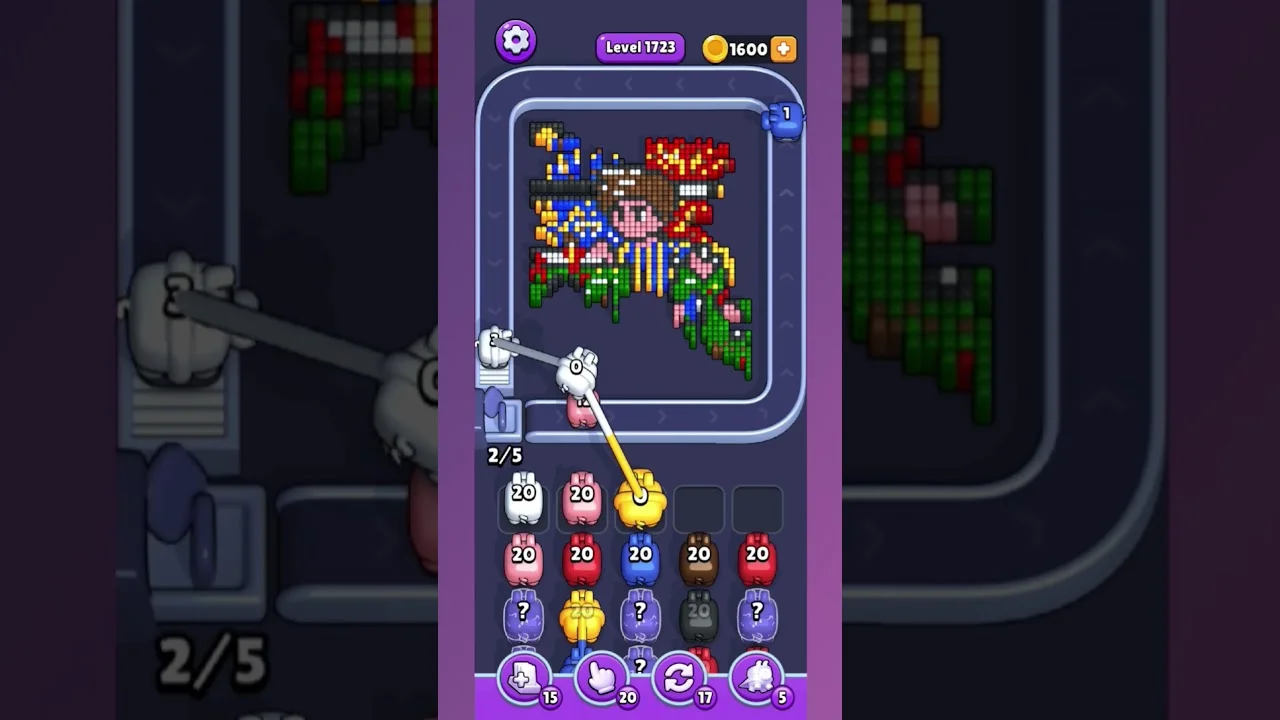 Pixel Flow Level 1723 grid layout and solution screenshot