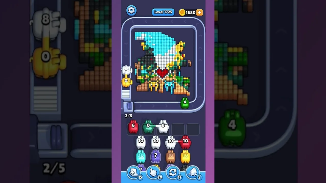 Pixel Flow Level 1725 grid layout and solution screenshot