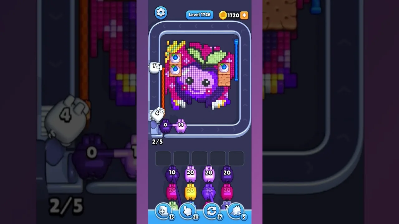 Pixel Flow Level 1726 grid layout and solution screenshot