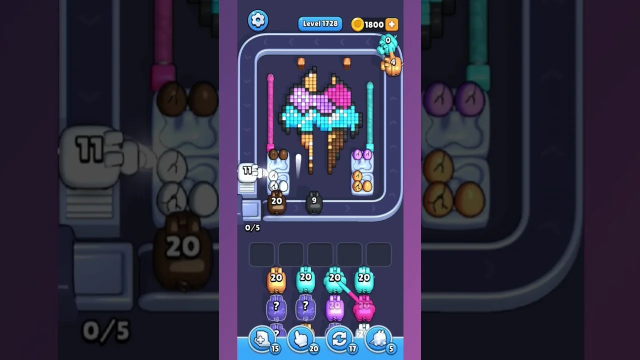 Pixel Flow Level 1728 grid layout and solution screenshot