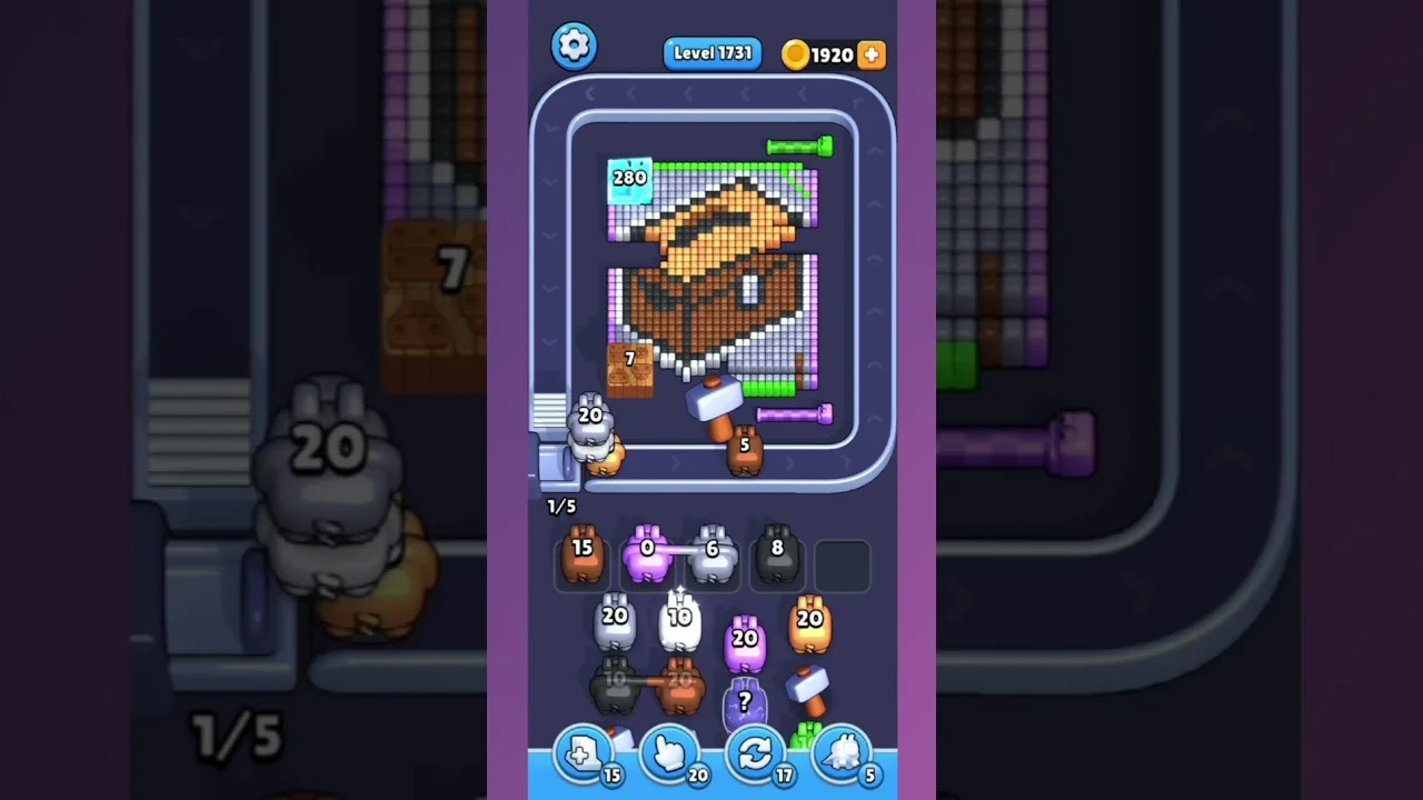 Pixel Flow Level 1731 grid layout and solution screenshot