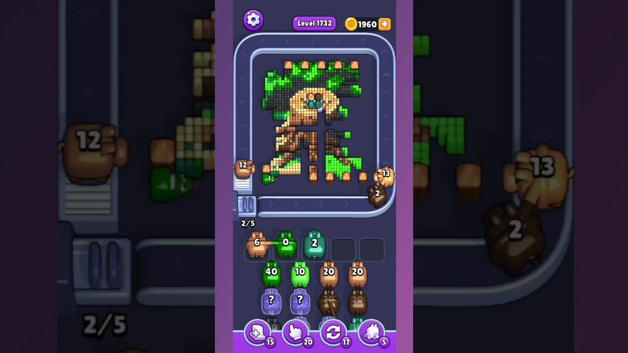 Pixel Flow Level 1732 grid layout and solution screenshot