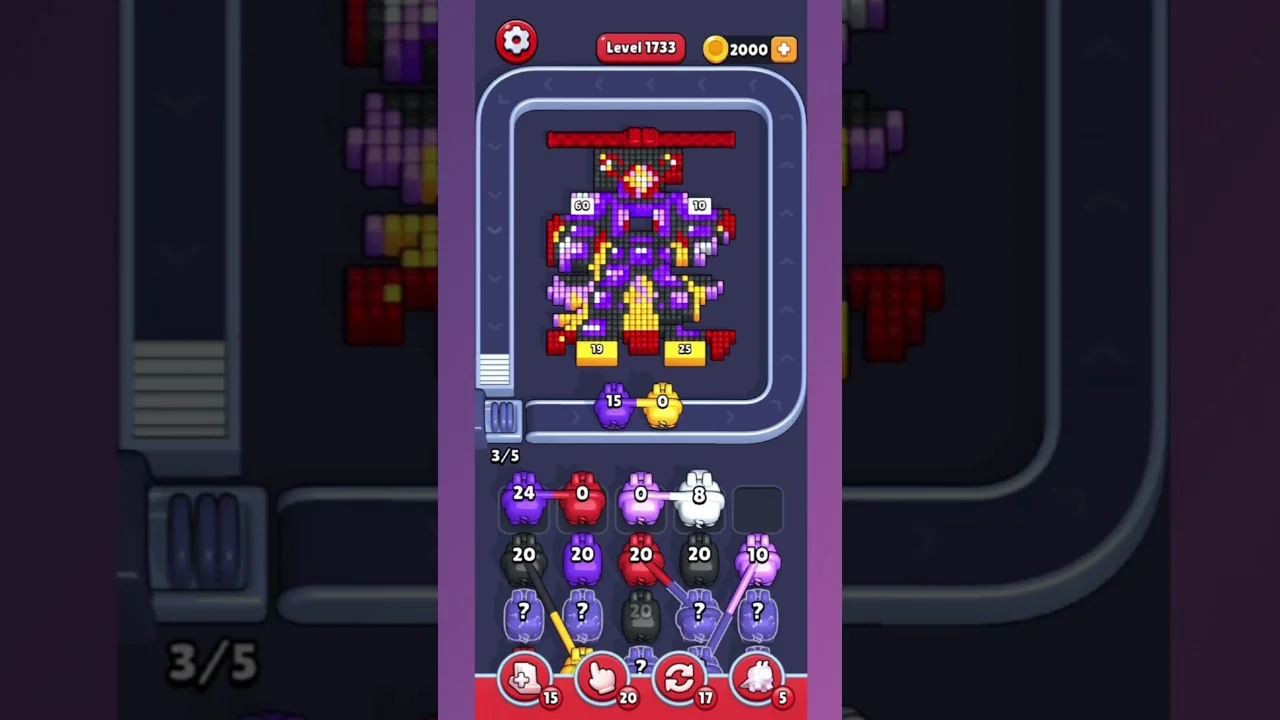 Pixel Flow Level 1733 grid layout and solution screenshot
