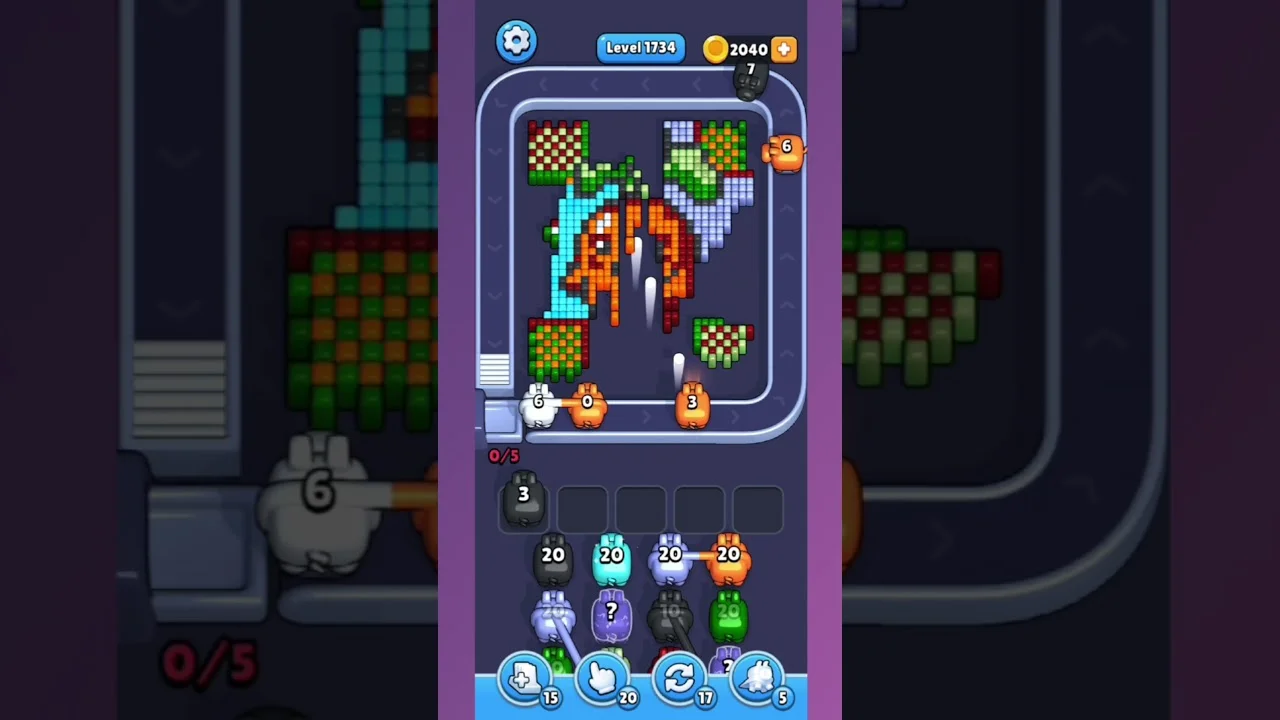 Pixel Flow Level 1734 grid layout and solution screenshot
