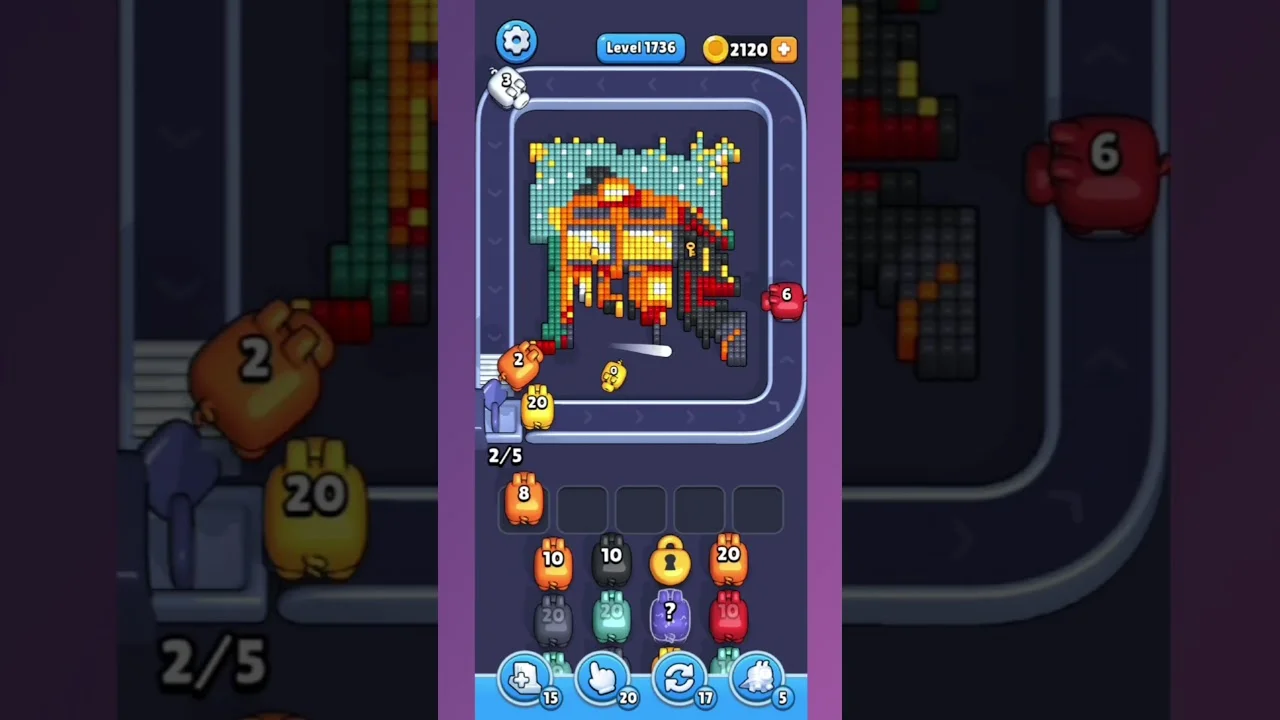 Pixel Flow Level 1736 grid layout and solution screenshot