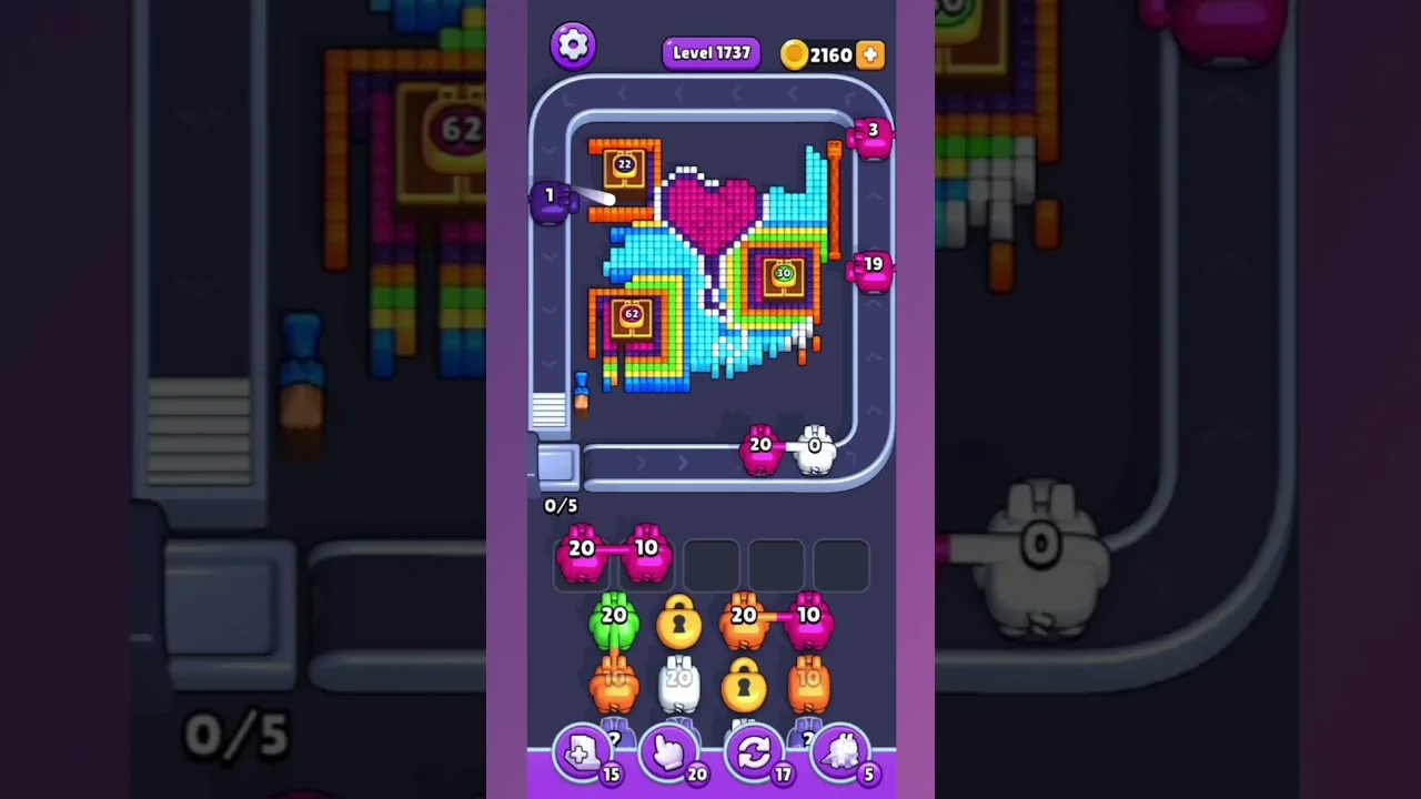 Pixel Flow Level 1737 grid layout and solution screenshot