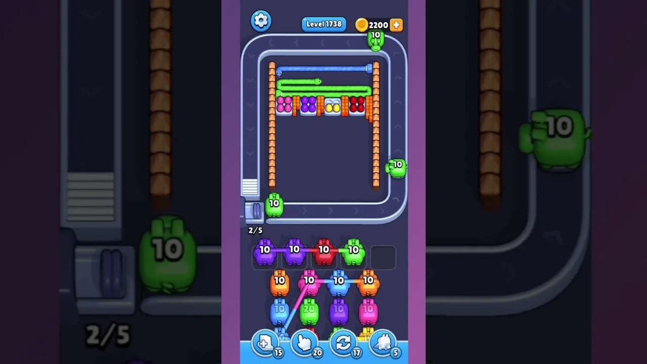 Pixel Flow Level 1738 grid layout and solution screenshot