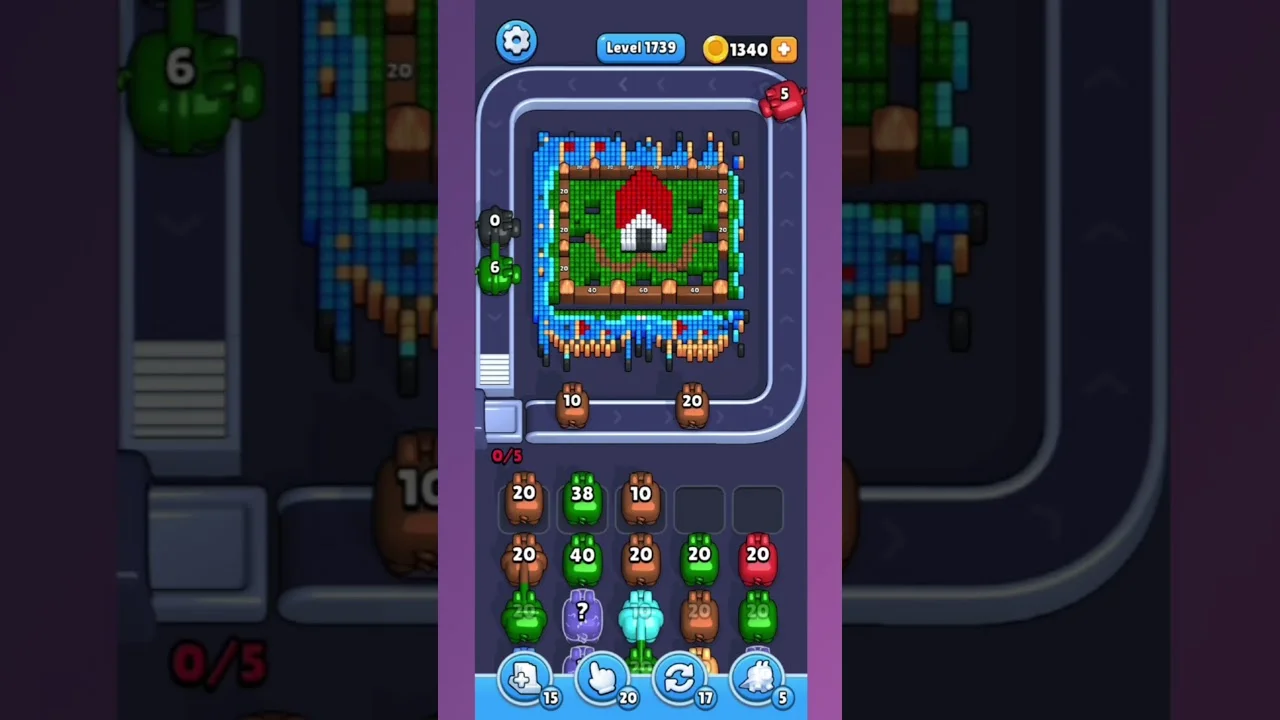 Pixel Flow Level 1739 grid layout and solution screenshot