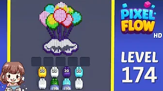 Pixel Flow Level 174 grid layout and solution screenshot