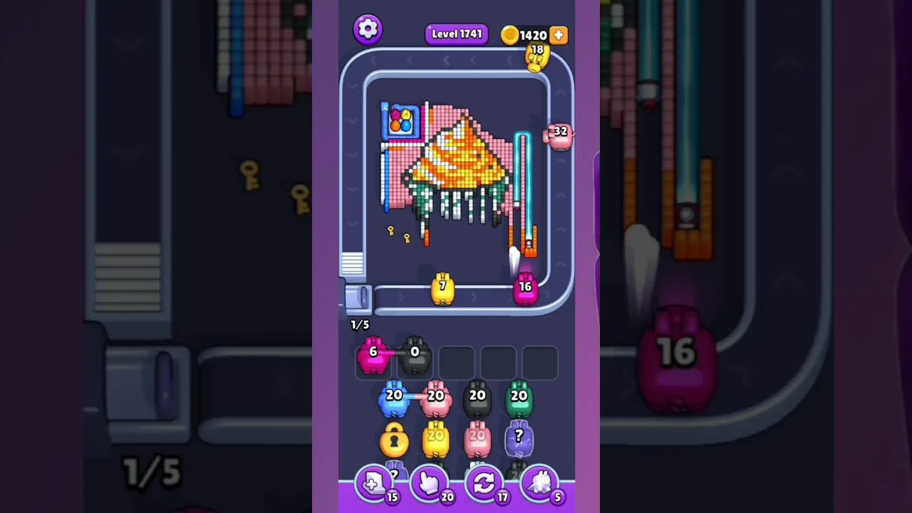Pixel Flow Level 1741 grid layout and solution screenshot