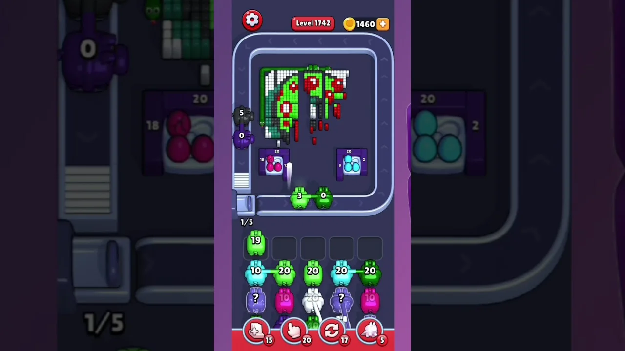 Pixel Flow Level 1742 grid layout and solution screenshot