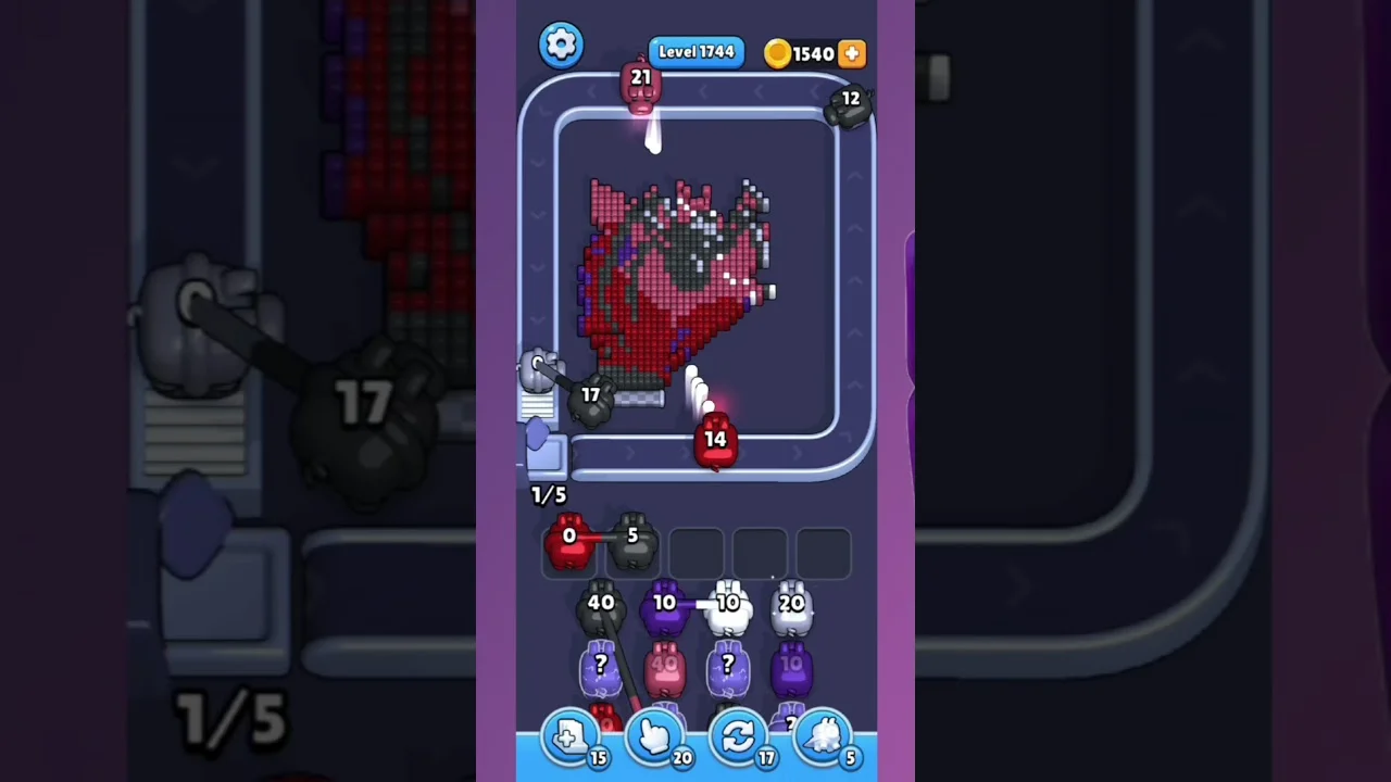 Pixel Flow Level 1744 grid layout and solution screenshot