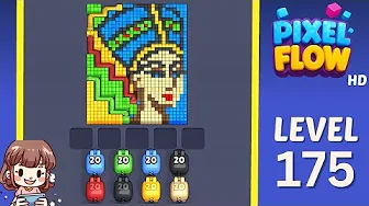 Pixel Flow Level 175 grid layout and solution screenshot