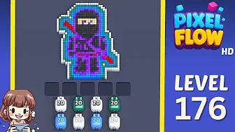 Pixel Flow Level 176 grid layout and solution screenshot