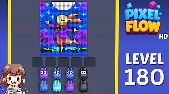 Pixel Flow Level 180 grid layout and solution screenshot