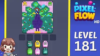 Pixel Flow Level 181 grid layout and solution screenshot