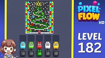 Pixel Flow Level 182 grid layout and solution screenshot