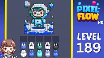 Pixel Flow Level 189 grid layout and solution screenshot