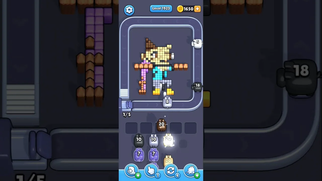 Pixel Flow Level 1923 grid layout and solution screenshot
