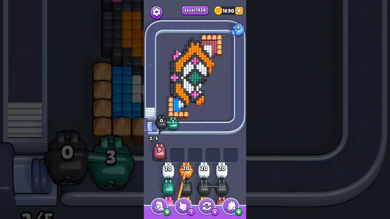 Pixel Flow Level 1924 grid layout and solution screenshot