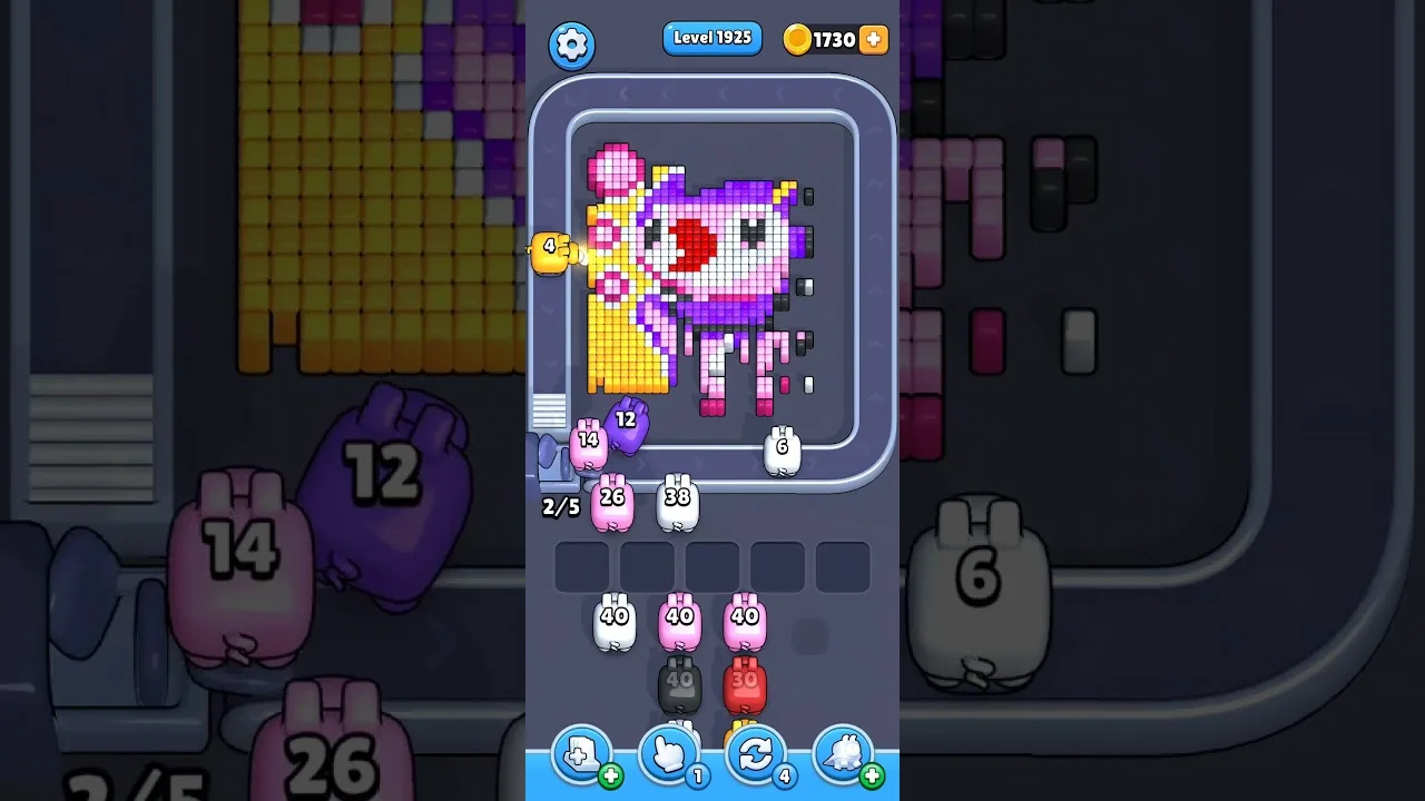 Pixel Flow Level 1925 grid layout and solution screenshot
