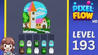 Pixel Flow Level 193 grid layout and solution screenshot