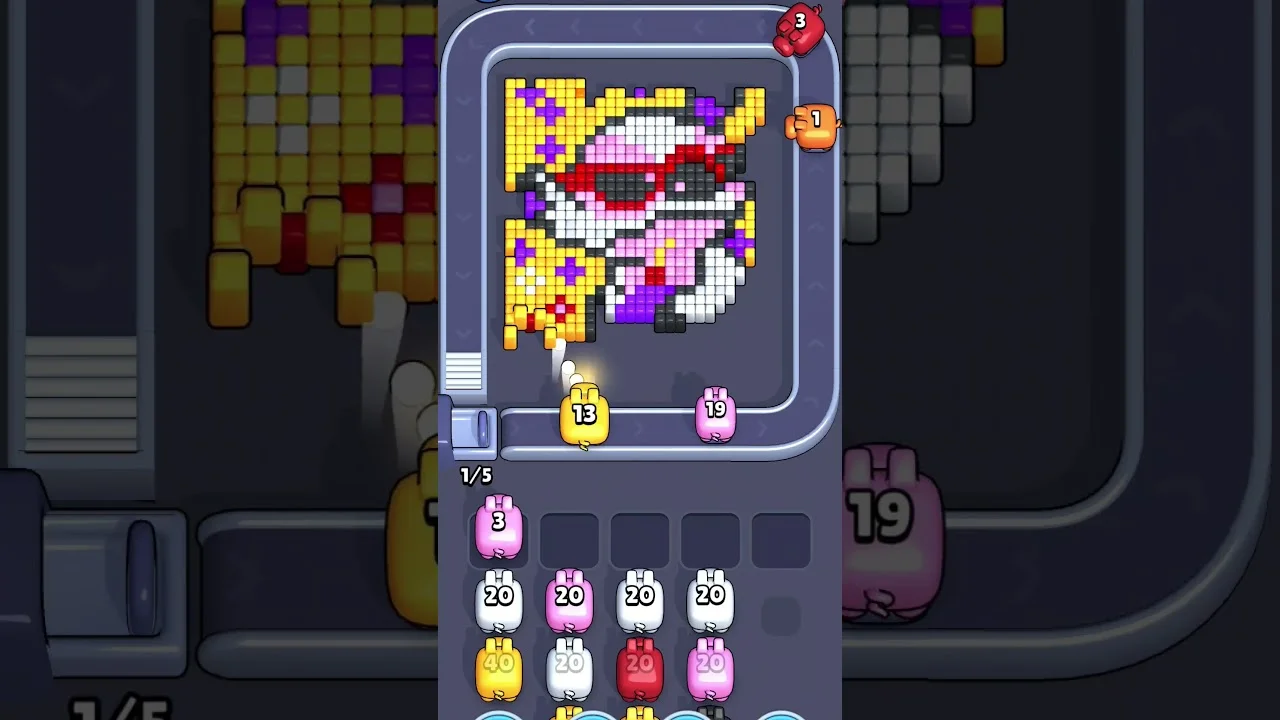 Pixel Flow Level 1934 grid layout and solution screenshot