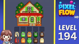 Pixel Flow Level 194 grid layout and solution screenshot