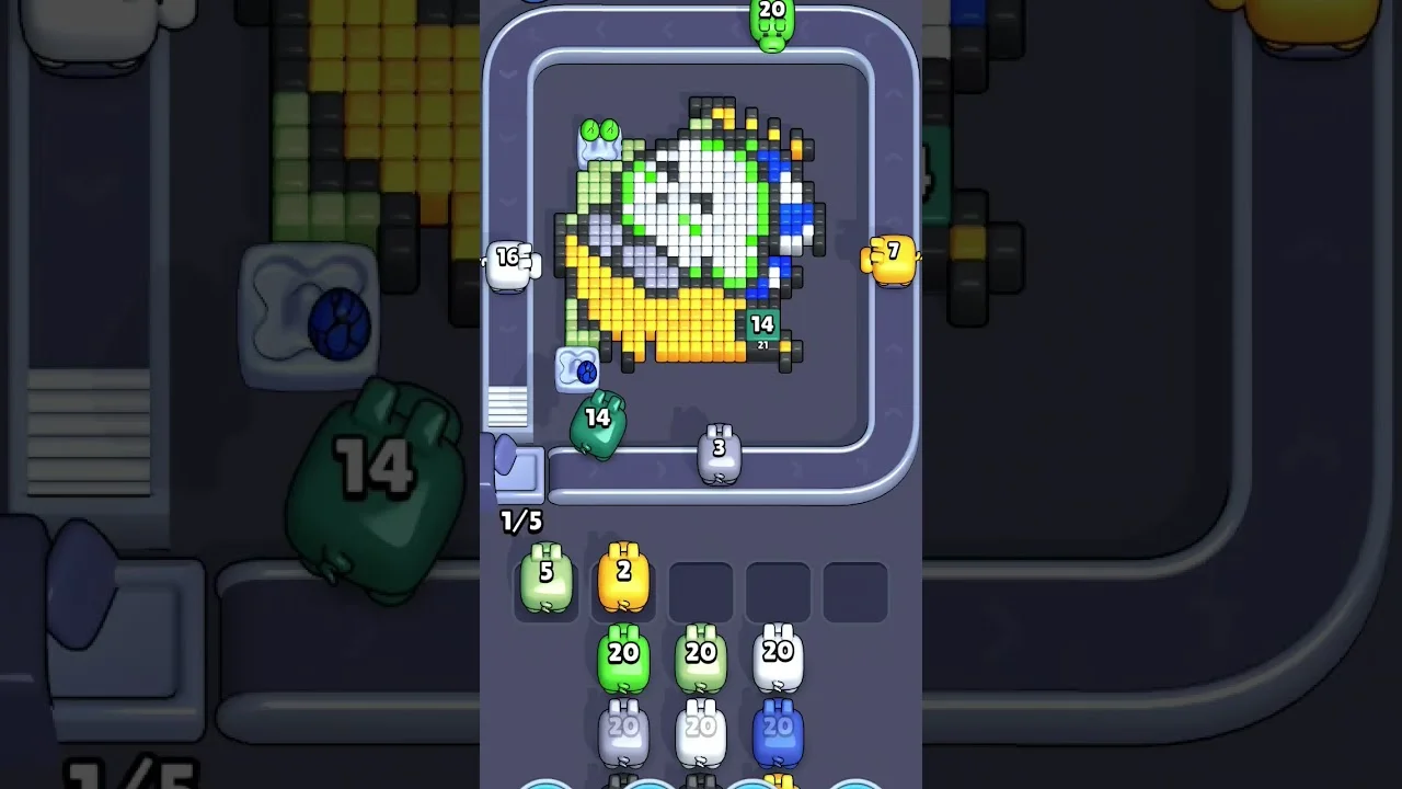 Pixel Flow Level 1943 grid layout and solution screenshot
