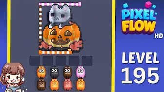 Pixel Flow Level 195 grid layout and solution screenshot