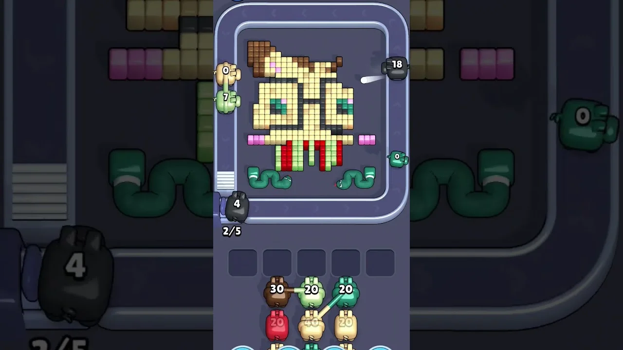 Pixel Flow Level 1955 grid layout and solution screenshot