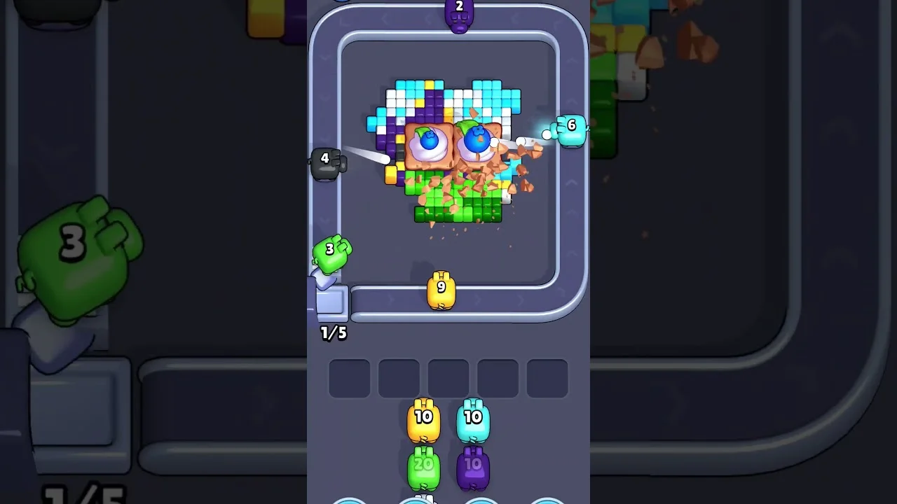 Pixel Flow Level 1958 grid layout and solution screenshot