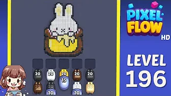 Pixel Flow Level 196 grid layout and solution screenshot