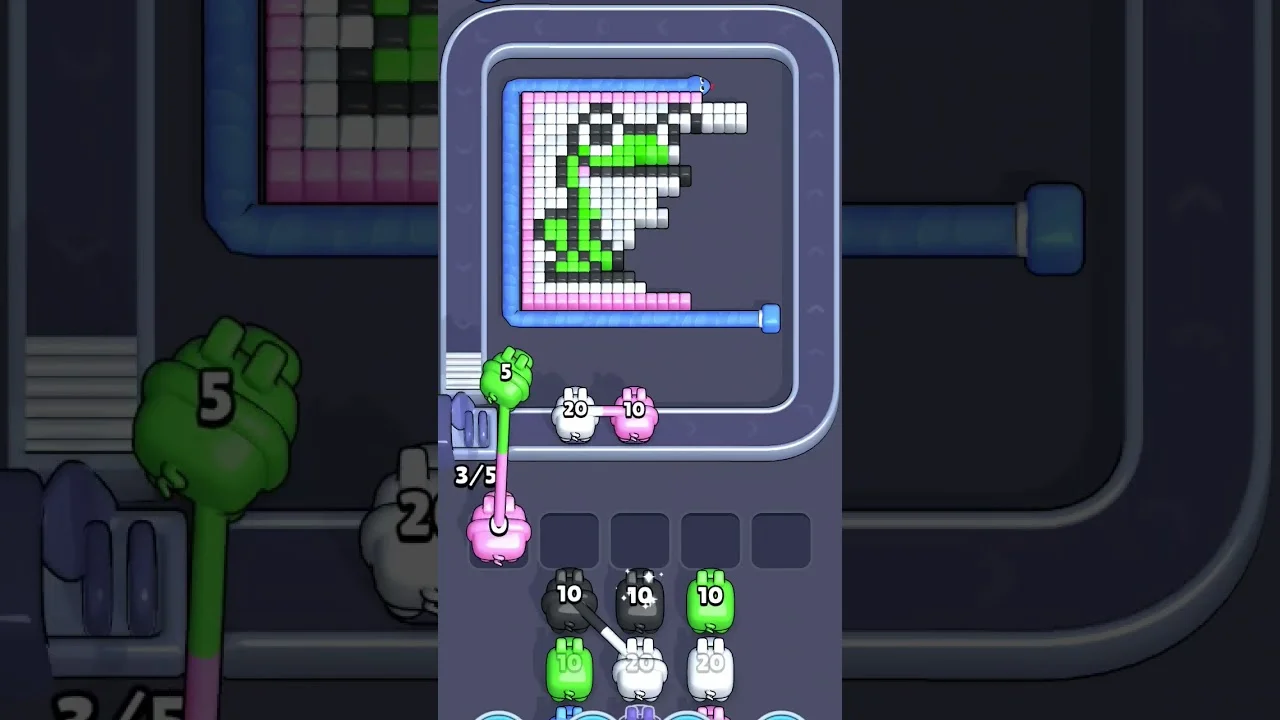 Pixel Flow Level 1968 grid layout and solution screenshot