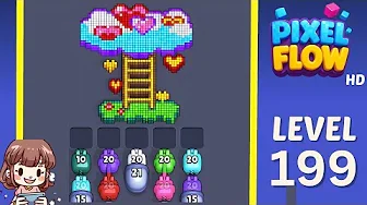 Pixel Flow Level 199 grid layout and solution screenshot